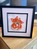 Quilled Paper Mother and Baby Foxes Picture
