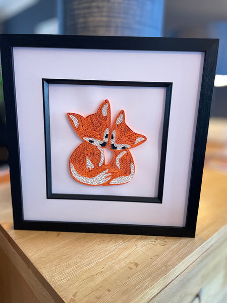 Quilled Paper Mother and Baby Foxes Picture