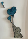 Quilled Elephant with Heart Balloon Picture