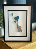 Quilled Elephant with Heart Balloon Picture