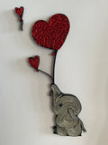 Quilled Elephant with Heart Balloon Picture