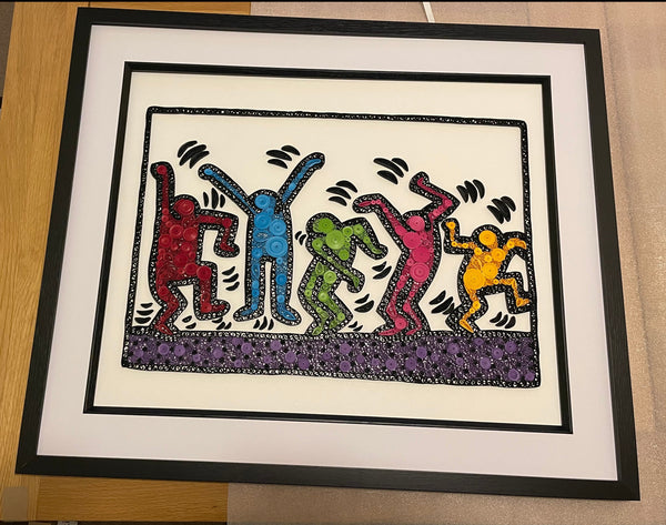 Quilled Paper Keith Haring Inspired Picture 'Untitled (Dance)'